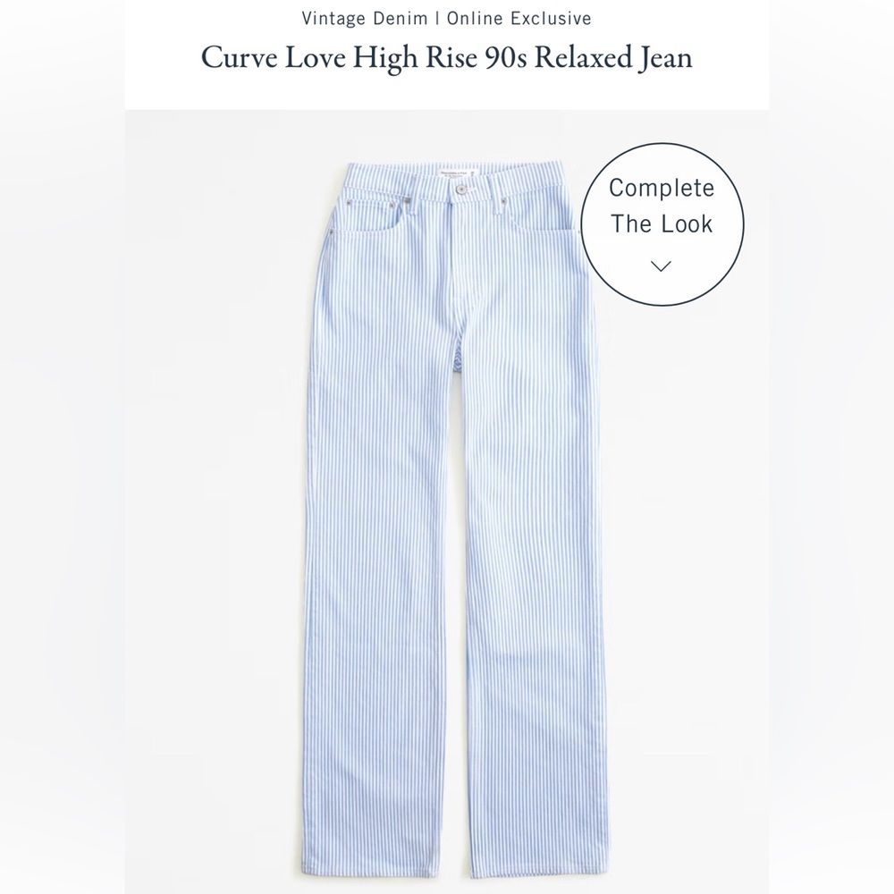 Abercrombie Curve Love High Rise 90s Relaxed Jean Blue Stripe